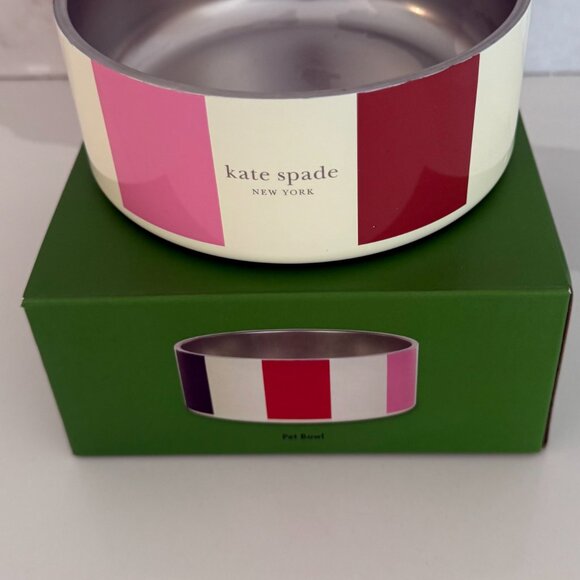 Kate Spade New York Non-Skid Stainless Steel Dog Bowl, Adventure Stripe, Small - Picture 2 of 6